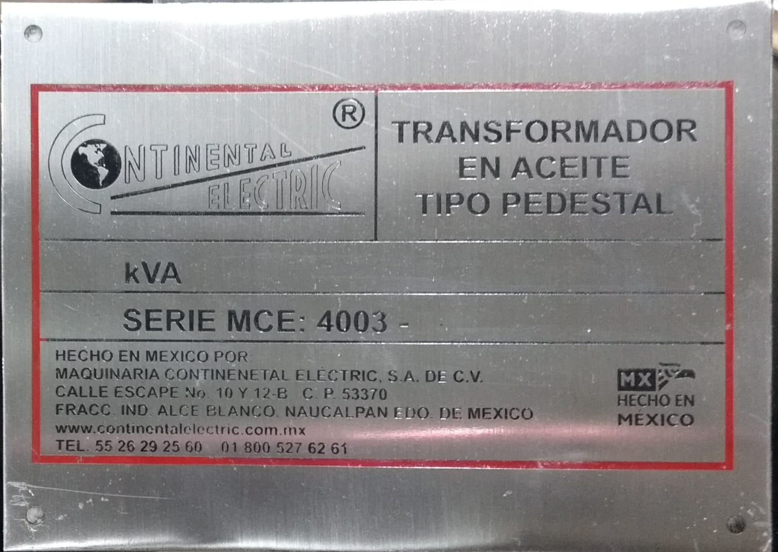 Placas industriales aluminio transformadores
